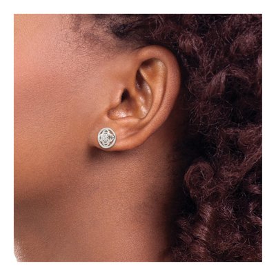Sterling Silver Round CZ Root Chakra Filigree Stud Earrings – view 4