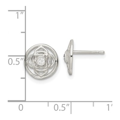 Sterling Silver Round CZ Root Chakra Filigree Stud Earrings – view 5