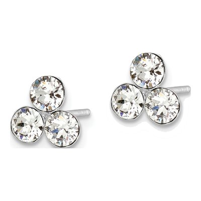 Sterling Silver Crystal 3-Stone Button Earrings – view 3