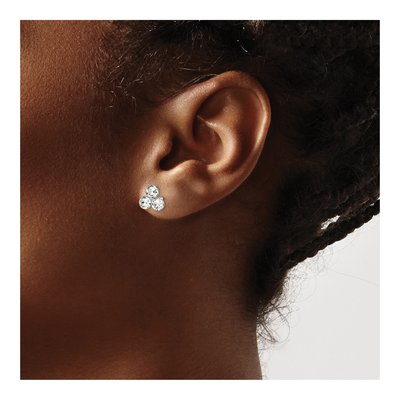 Sterling Silver Crystal 3-Stone Button Earrings – view 4