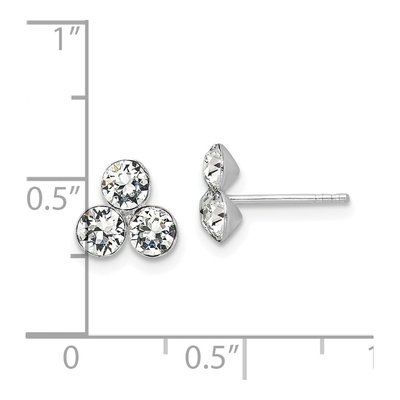 Sterling Silver Crystal 3-Stone Button Earrings – view 5