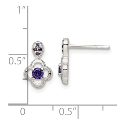 Sterling Silver CZ Flower Dangle Earrings – view 5