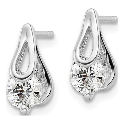 Sterling Silver CZ Dangle Earrings – view 3