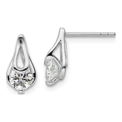 Sterling Silver CZ Dangle Earrings