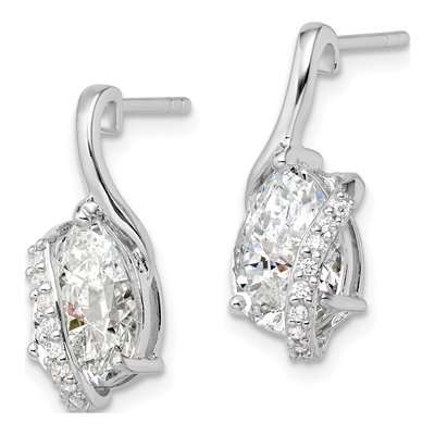 Sterling Silver CZ Teardrop Overlap Dangle Earrings – view 3