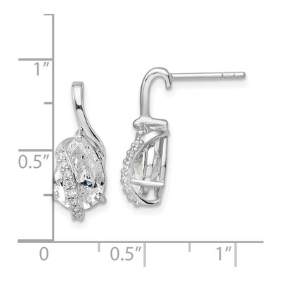 Sterling Silver CZ Teardrop Overlap Dangle Earrings – view 5