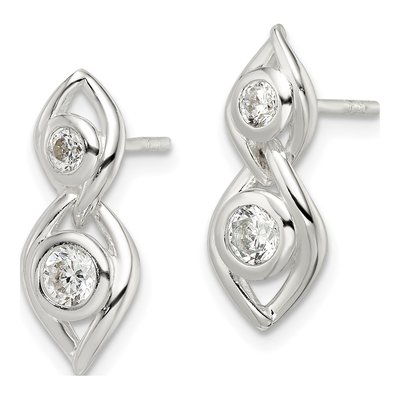 Sterling Silver CZ Dangle Earrings – view 3