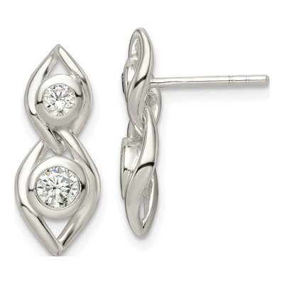 Sterling Silver CZ Dangle Earrings