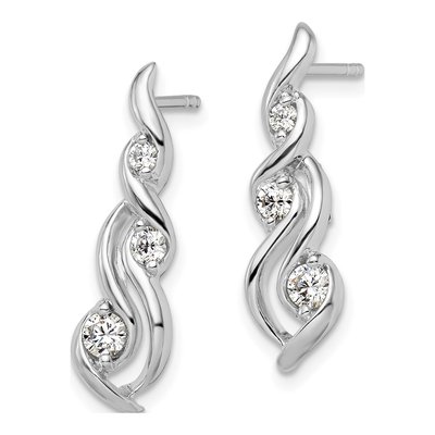 Sterling Silver CZ Twist Dangle Earrings – view 3