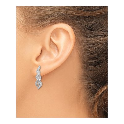 Sterling Silver CZ Twist Dangle Earrings – view 4