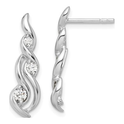 Sterling Silver CZ Twist Dangle Earrings