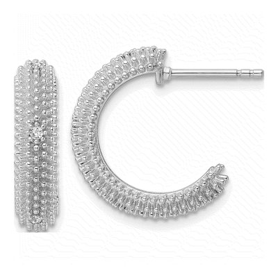 Sterling Silver 20mm CZ Hoop Earrings