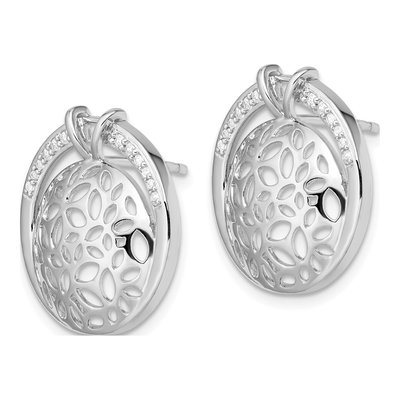 Sterling Silver Round CZ Cut-Out Circle Stud Earrings – view 3