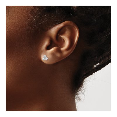 Sterling Silver Round CZ Cut-Out Circle Stud Earrings – view 4