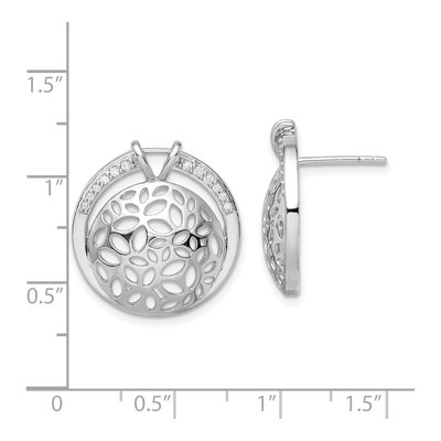 Sterling Silver Round CZ Cut-Out Circle Stud Earrings – view 5