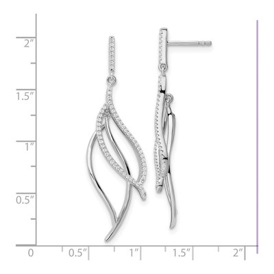 Sterling Silver CZ Leaf Dangle Earrings – view 5