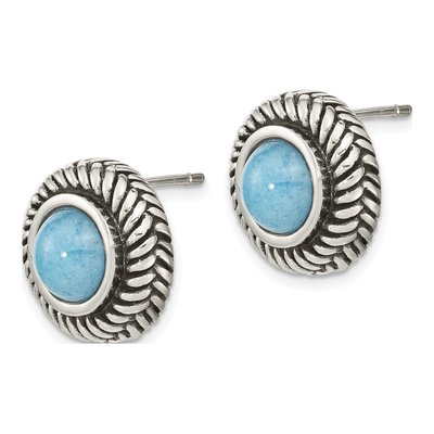 Sterling Silver Imitation Turquoise Circle Earrings – view 3