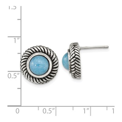 Sterling Silver Imitation Turquoise Circle Earrings – view 5