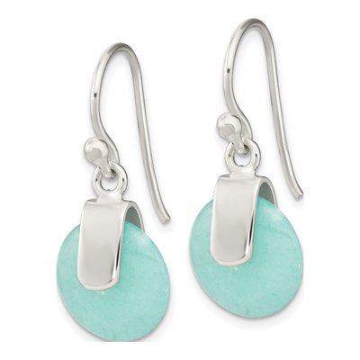 Sterling Silver Turquoise Circle Dangle Earrings – view 3