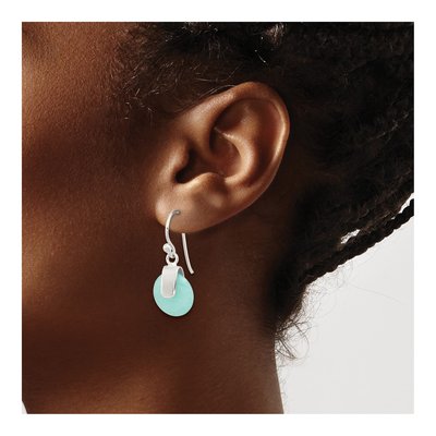 Sterling Silver Turquoise Circle Dangle Earrings – view 4
