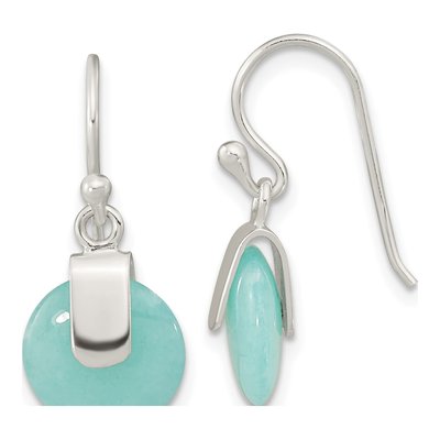 Sterling Silver Turquoise Circle Dangle Earrings