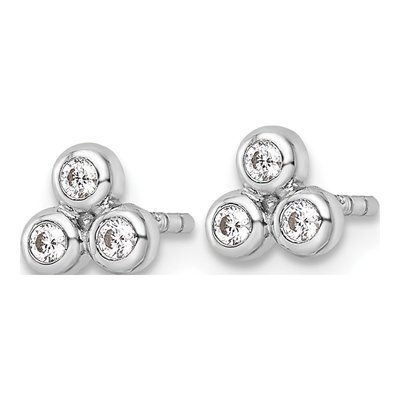 Sterling Silver Round CZ Button Stud Earrings – view 3