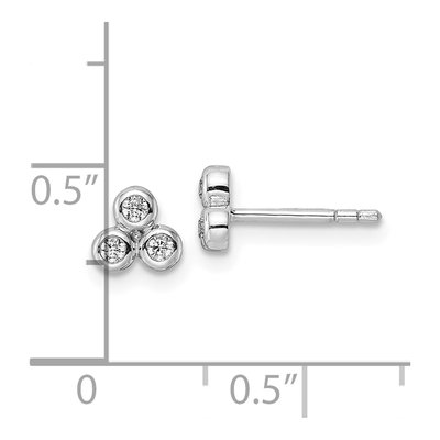Sterling Silver Round CZ Button Stud Earrings – view 5