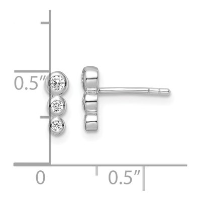 Sterling Silver Round CZ Button Stud Earrings – view 5