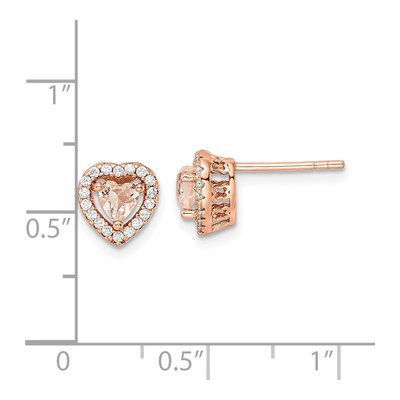 Rose Gold-Plated Sterling Silver Round CZ Heart Stud Earrings – view 5