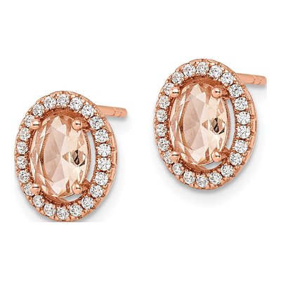 Rose Gold-Plated Sterling Silver Round CZ Stud Earrings – view 3