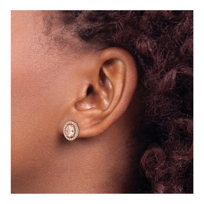 Rose Gold-Plated Sterling Silver Round CZ Stud Earrings – view 4
