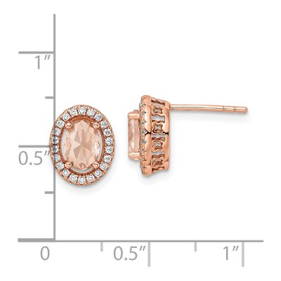 Rose Gold-Plated Sterling Silver Round CZ Stud Earrings – view 5