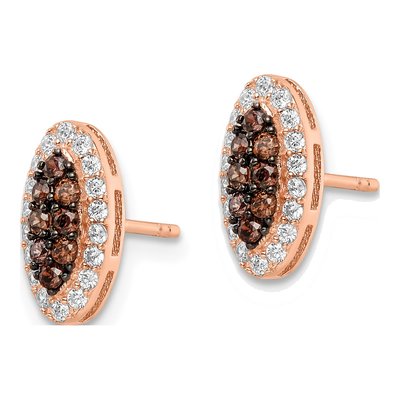 Rose Gold-Plated Sterling Silver Round CZ Button Stud Earrings – view 3