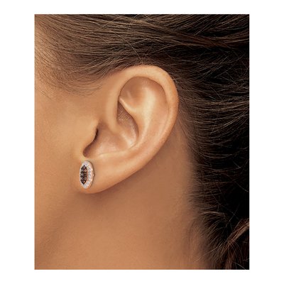 Rose Gold-Plated Sterling Silver Round CZ Button Stud Earrings – view 4