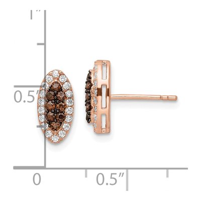 Rose Gold-Plated Sterling Silver Round CZ Button Stud Earrings – view 5