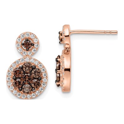Rose Gold-Plated Sterling Silver CZ Fancy Dangle Earrings