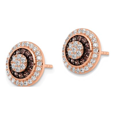 Rose Gold-Plated Sterling Silver Round CZ Fancy Stud Earrings – view 3