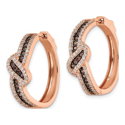 Rose Gold-Plated Sterling Silver 25mm CZ Fancy Hoop Earrings – view 3