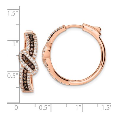 Rose Gold-Plated Sterling Silver 25mm CZ Fancy Hoop Earrings – view 5