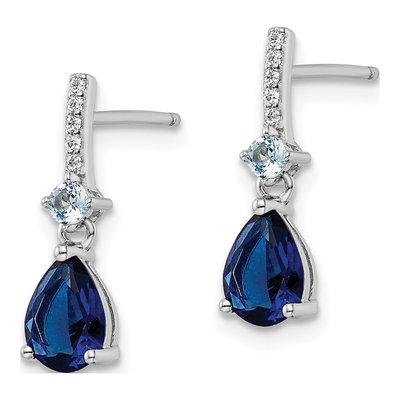 Sterling Silver CZ Glass Dangle Earrings – view 3