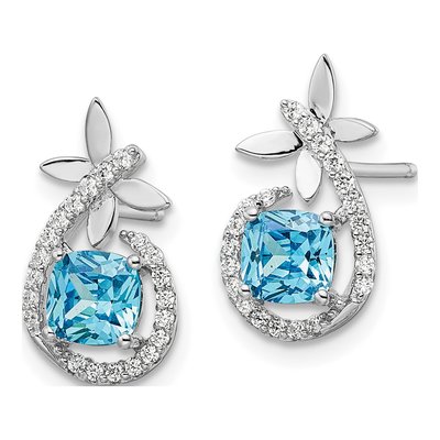 Sterling Silver CZ Butterfly Dangle Earrings – view 3