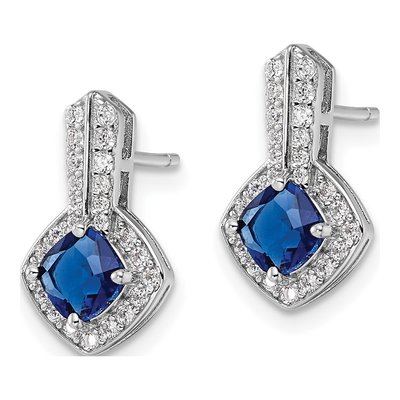 Sterling Silver CZ Glass Dangle Earrings – view 3