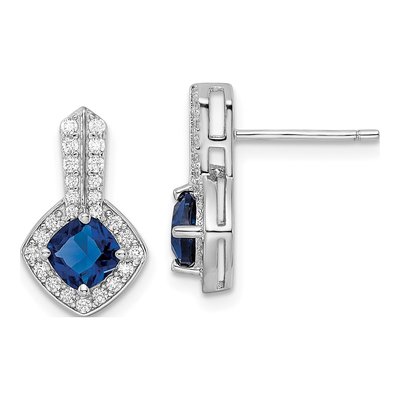 Sterling Silver CZ Glass Dangle Earrings