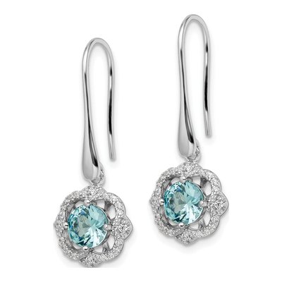 Sterling Silver CZ Aqua Dangle Earrings – view 3