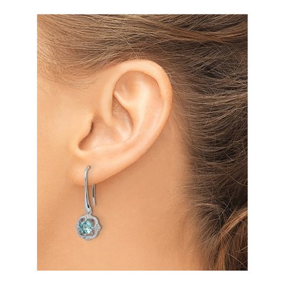 Sterling Silver CZ Aqua Dangle Earrings – view 4