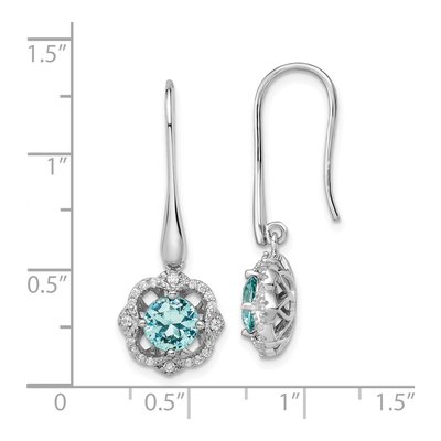 Sterling Silver CZ Aqua Dangle Earrings – view 5