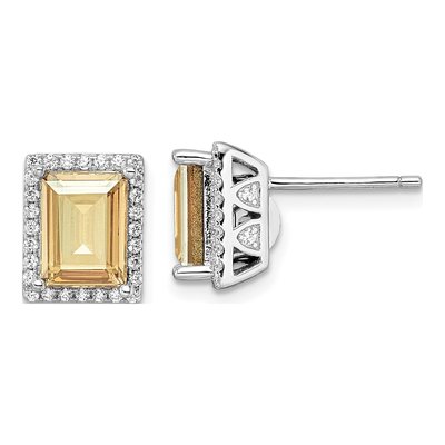 Sterling Silver Round CZ & Crystal Button Stud Earrings