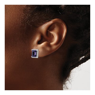 Sterling Silver Round CZ & Crystal Button Stud Earrings – view 4