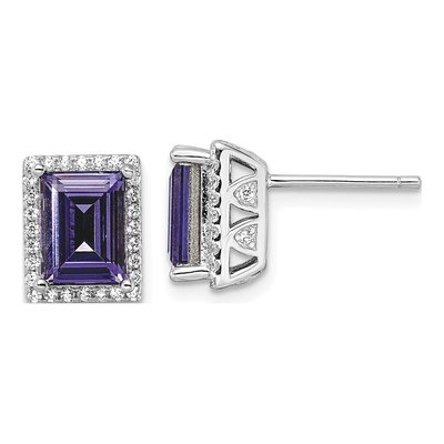 Sterling Silver Round CZ & Crystal Button Stud Earrings