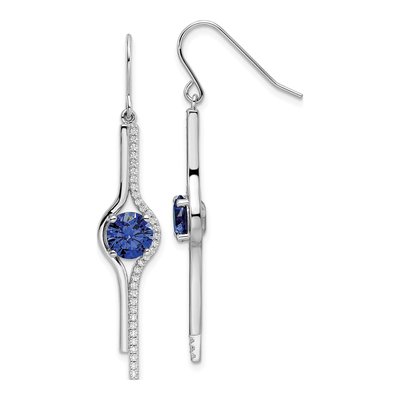 Sterling Silver CZ Dangle Earrings